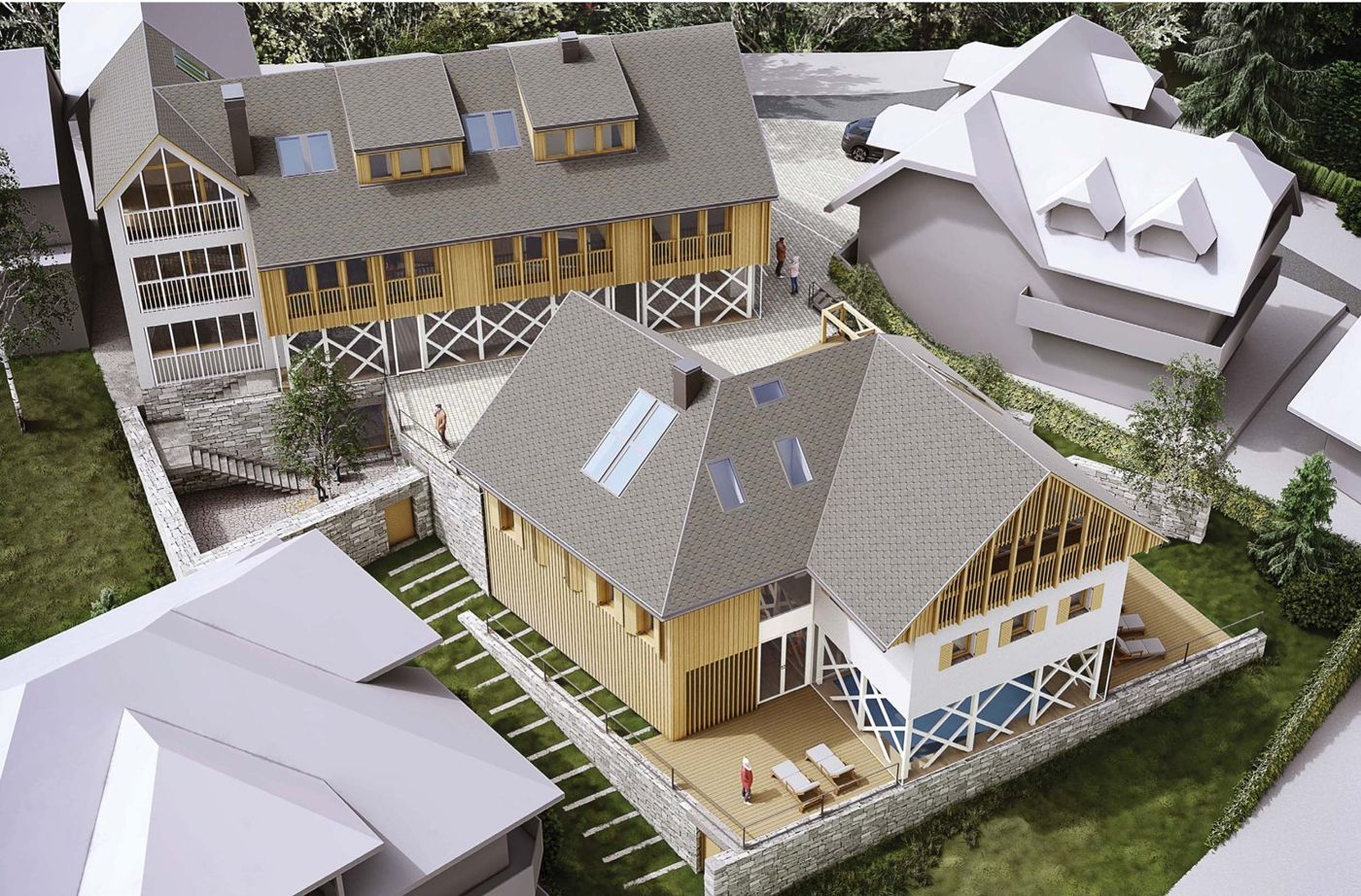 Ptičja perspektiva kompleksa Residence Bled